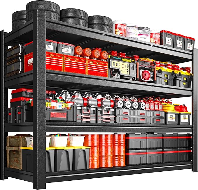 2500LBS Storage Shelves, 60.1"W Garage Shelving Heavy Duty, Adjustable Metal Shelving Unit, Storage Rack for Garage, Basement, Warehouse with Tool-Free Installation, 60.1"W x 24"D x 60.1"H