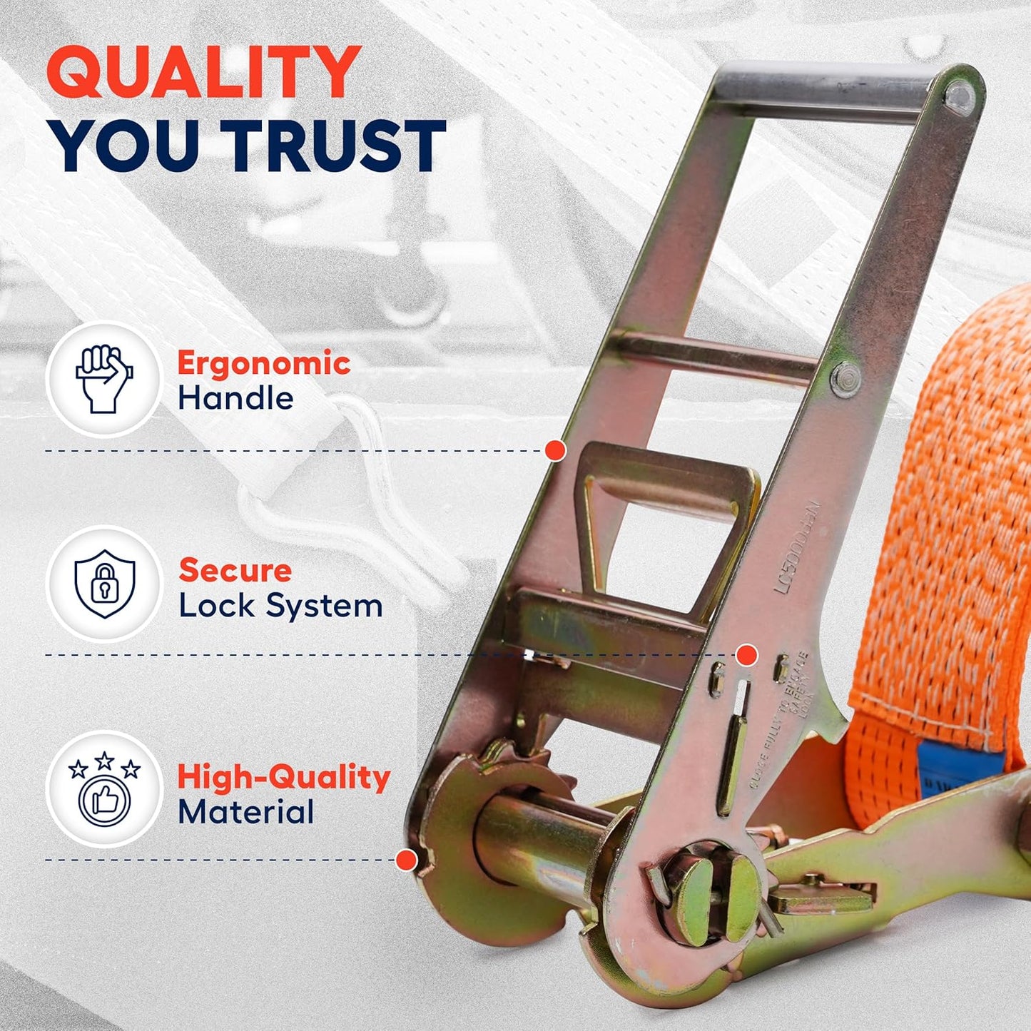 Ratchet Straps with Double J Hook 4 inch X 40 ft - Heavy Duty Ratchet Straps 22000 Lb Breaking Strength - Cargo Tie Downs for Truck and Trailer