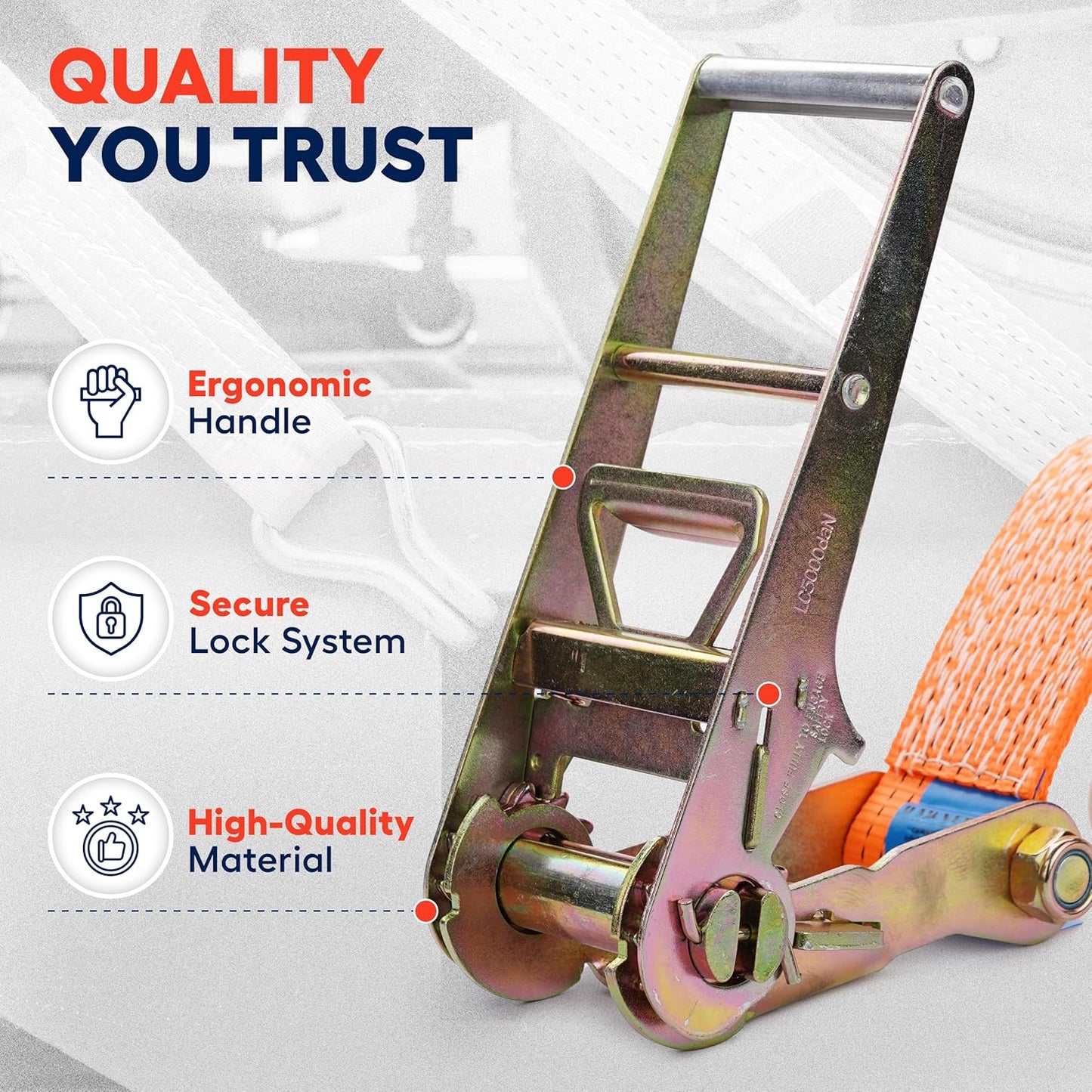 Heavy Duty Ratchet Straps 3 inch x 30 ft - 16,500 Lb Breaking Strength Tie Downs Ratchet Straps with Double Wire J Hooks for Truck and Trailer