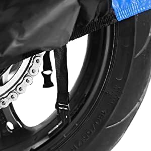 NEVERLAND Motorcycle Cover Waterproof Outdoor - Motorbike Scooter Covers Heavy Duty Medium with Lock-Holes, Bandage, Storage Bag Compatible with Harley Davidson Kawasaki Yamaha Honda Grom (Up to 86”)