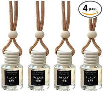4 Pack Air fresheners | Long lasting car air fresheners, Hand-made in USA | Small room diffuser | Small Business Woman Owned. (8 ml Black Ice (Type) set of 4)