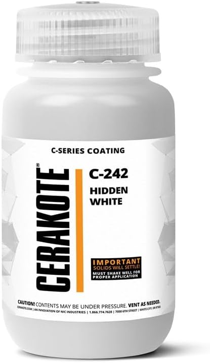 CERAKOTE® ( AIR CURE C-SERIES HIDDEN WHITE [ 4oz ] C-242T Performance Ceramic Technology + Color on All- Metals, Polymers + More