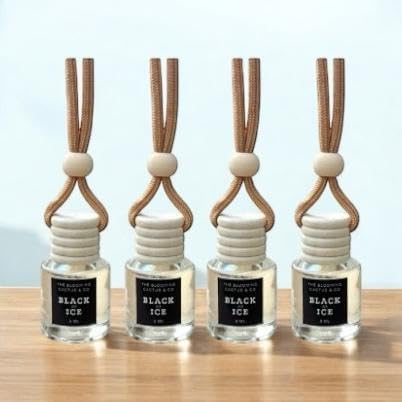4 Pack Air fresheners | Long lasting car air fresheners, Hand-made in USA | Small room diffuser | Small Business Woman Owned. (8 ml Black Ice (Type) set of 4)