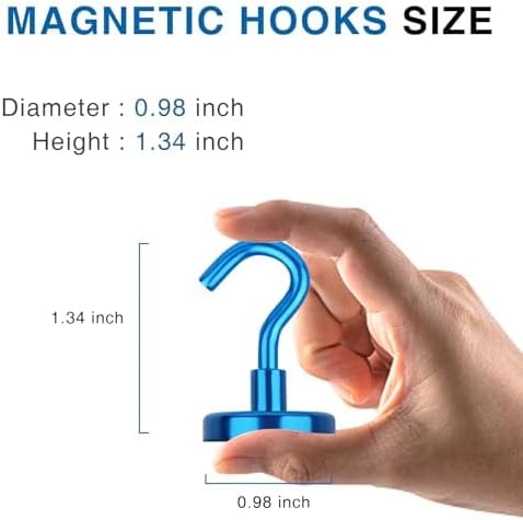 LOVIMAG Magnetic Hooks for Cruise Cabins, 80lbs Blue Magnetic Hooks for Classroom, Strong Magnets with Hooks for Hanging, Neodymium Magnet Hooks for Fridge, Ceiling, Locker, Camper, Travel-25 Pcs