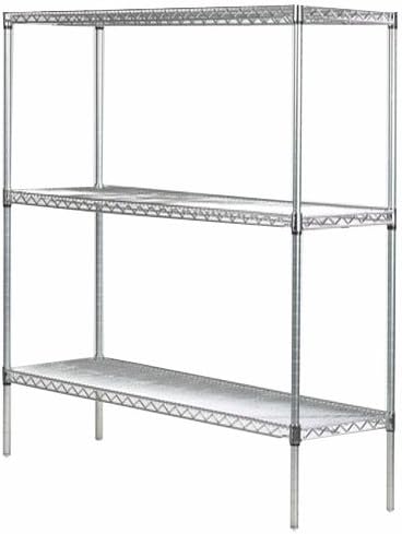 Omega 14" Deep x 36" Wide x 86" High 3 Tier Chrome Starter Shelving Unit
