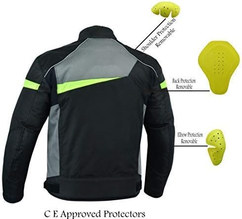 A&H Apparel Mens Textile Biker Riding CE Armored Waterproof All-Weather Motorcycle Jacket