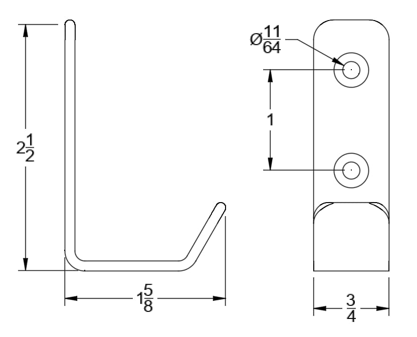 Wall Hooks Single Hook 4-Pack - Made in USA - 50 lb Capacity Stel Coat Hooks, Powder Coated Metal Wall Mount Hooks for Entryway, Garage, Bathroom.