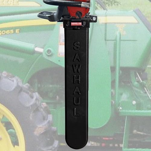 SawHaul Universal Tractor Chainsaw Holder - Made in Kansas USA - Fixed Mount Chainsaw Carrier (28" Black) Compatible w/All Brands