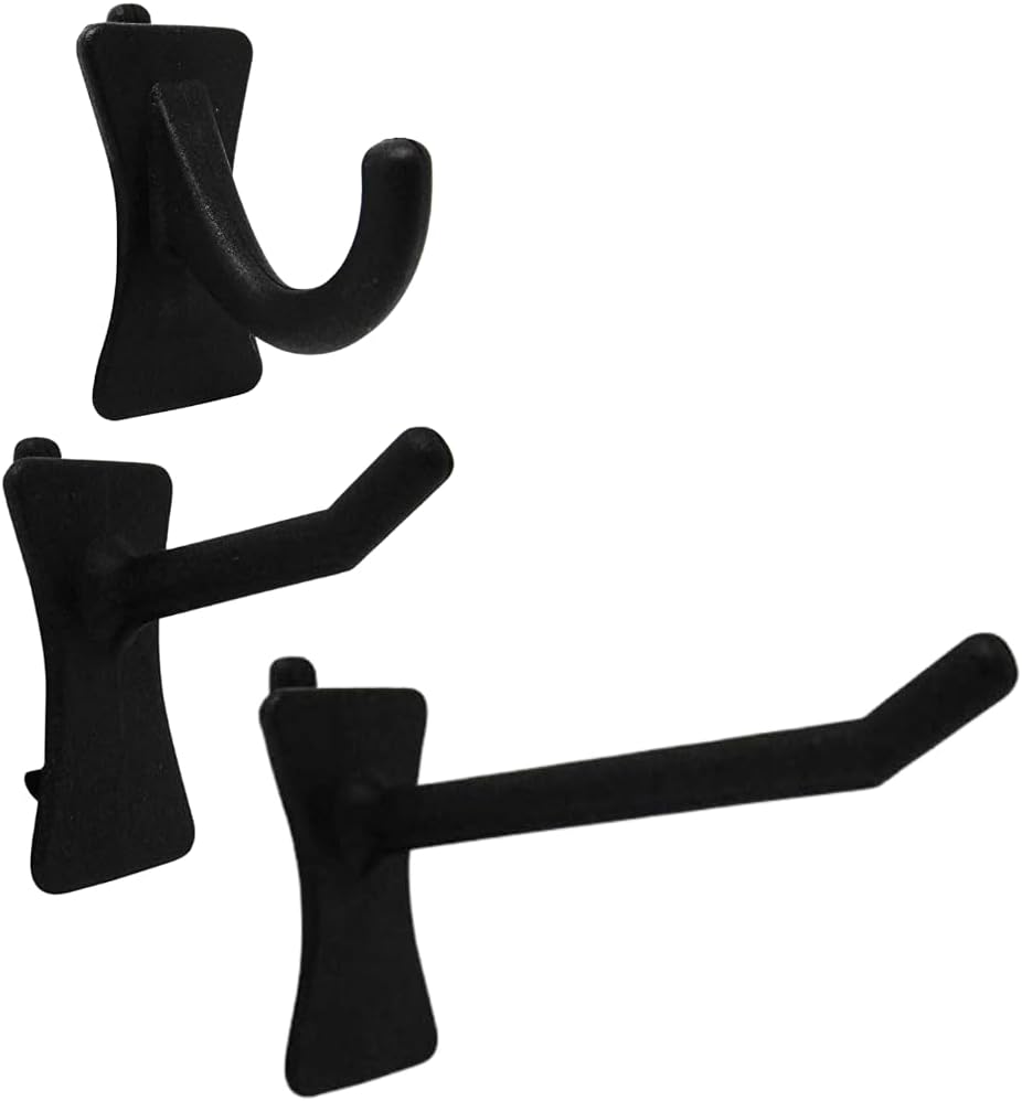 PegPro® J, 1", 2" Hooks Kit for Standard “Wood Fiber” pegboard – Durable Plastic Pegboard Hooks - for Garage, Kitchen, Craft Room, and More (J, 1", 2" Hook - 50 Pack, Black)