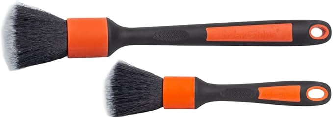 Maxshine ESS Detailing Brush Combo, Red, 2-Piece Set, Ultra Soft 612 Nylon Bristles, Non-Slip Handle, Chemical & Heat Resistant | Precision Cleaning for Auto Interior & Exterior