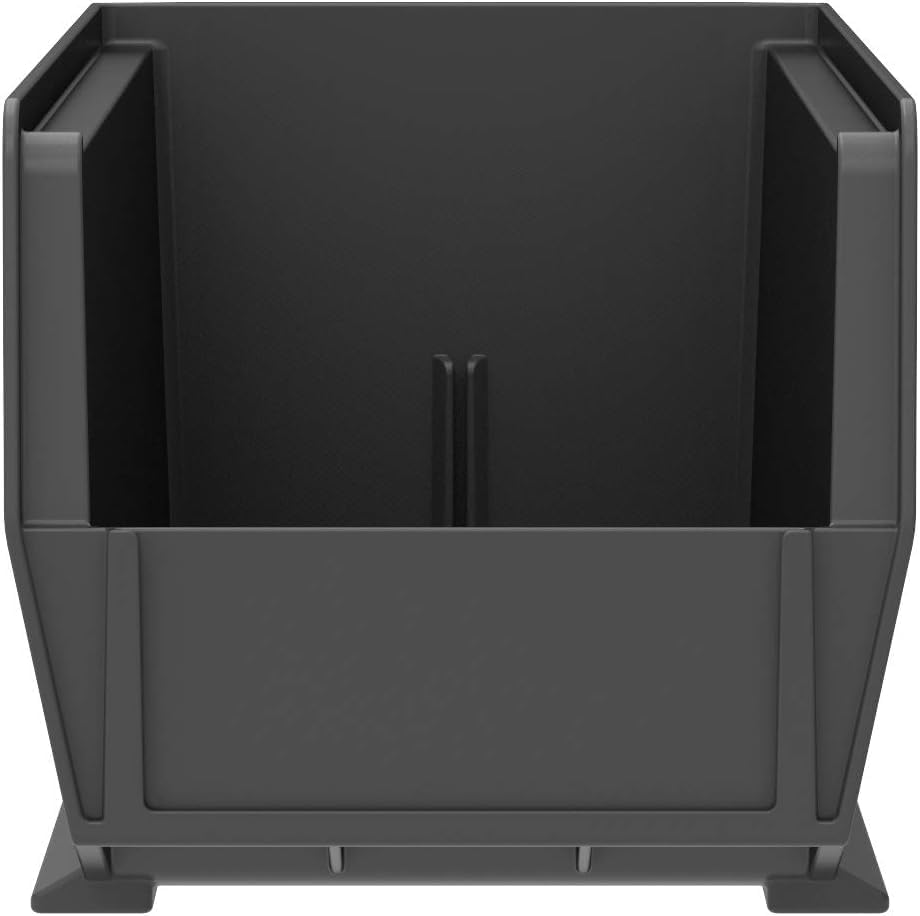 Akro-Mils 30234 AkroBins Plastic Storage Bins, Space-Saving Stackable Bins for Garage, Pantry, Craft Organization, 15-" x 5-" x 5-", Black, 12-Pack