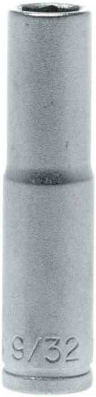 Teng Tools 9/32 Inch 6 Point SAE Deep 1/4 Inch Drive Chrome Vanadium Socket | Mechanic Tool | Hand Tool - M140209-C