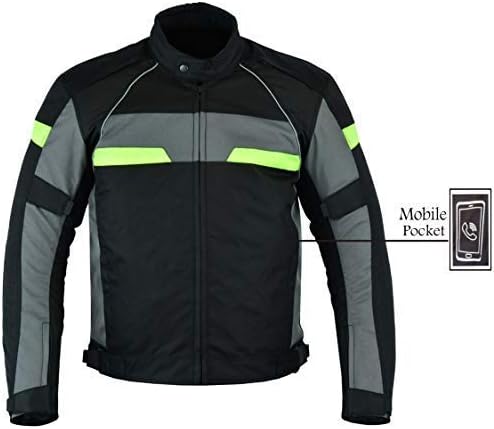 A&H Apparel Mens Textile Biker Riding CE Armored Waterproof All-Weather Motorcycle Jacket