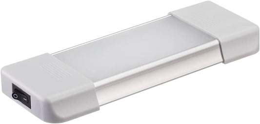 LED Interior Utility Light Fixture 6.7" x 2.6", High Lumen-Output Low Current Draw Energy Efficient, Frosted Lens 6000K Cool-White Even Diffused Beam, On/Off Rocker Switch, 12V-24V DC, 1-Pack