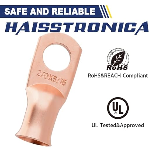 haisstronica 10pcs 2/0 AWG - 5/16"(M8) Battery Cable Lugs, Heavy Duty Copper Wire Lugs with 10pcs 3:1 Adhesive Heat Shrink Tubing, 00 Gauge Wire Lugs, Battery Terminal Connector, Battery Cable Ends