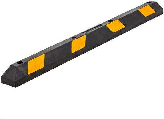 Zento Deals Rubber Parking Curb Garage Car Stopper - Parking Wheel Stopper Block 72” Wide Easy to Install, Black/Yellow Reflective Parking Block; for Car, Truck, Trailer and RV (Black and Yellow)