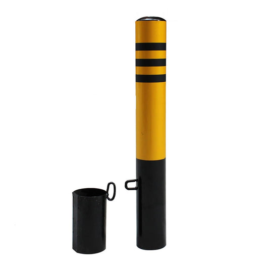Safety Bollard Post, Steel Security Post Barrier Traffic Pole, Removable Bollard with Embedment Sleeve, Safety Barrier Bollard for Driveways, for Parking Barrier, Road Safety(600mm/24in)