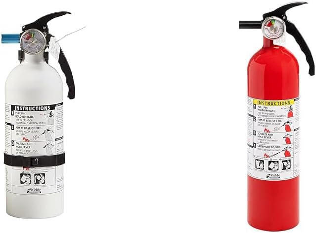 Kidde Auto Fire Extinguisher for Car & Truck, 5-B:C, 3.2 Lbs., Dry Chemical Extinguisher, Strap Bracket (Included) & Fire Extinguisher for Home, 1-A:10-B:C, Dry Chemical Extinguisher, Red