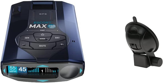 Escort MAX 360 MKII Radar Detector with EZ Mag Mount - Exceptional Range, True 360° Awareness, AutoLearn Intelligence Rejects False Alerts, Sleek Magnetic Mount for Escort Models