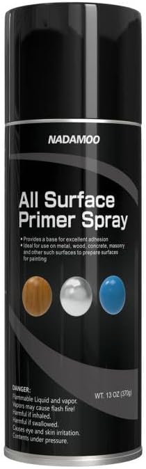 NADAMOO All Surface Primer Spray, One-Part Epoxy Primer Matte Black, 1 Can, Enhance Adhesion for Multi Surface - Porcelain, Glass, Metal, Plastic, Wood