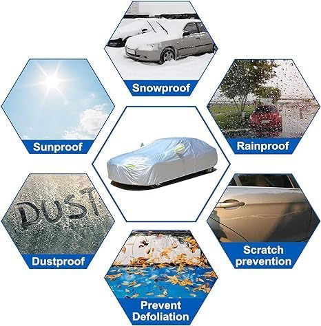 KouKou Oxford Waterproof SUV Car Cover Suitable for Volkswagen Atlas from 2017 to 2025, Windproof All Weather Waterproof Outdoor Cover Sun Rain UV Dust Snow Protection.