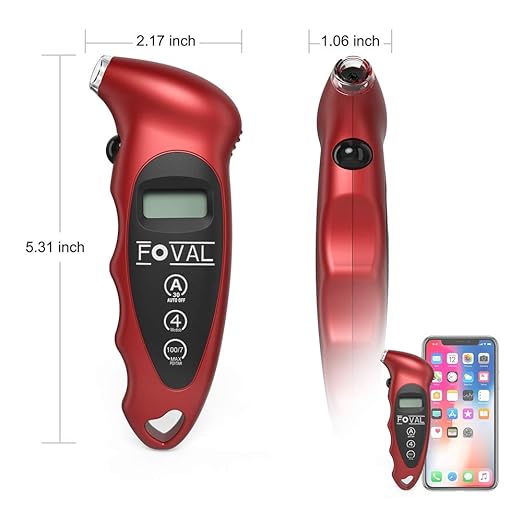 FOVAL Digital Tire Pressure Gauge 150 PSI for Car Truck Pickup Bicycle Instant Read with Backlit LCD and Non-Slip Grip for Father's Day, 3 Pack
