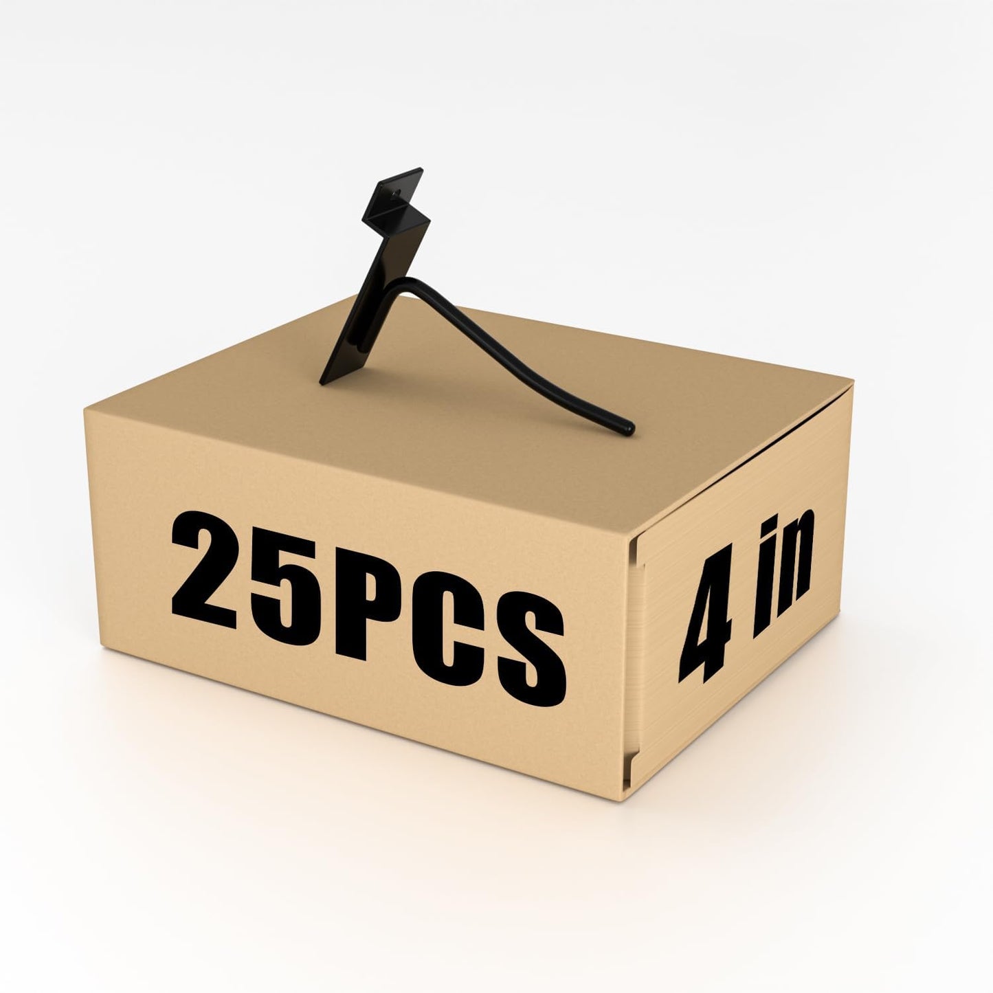 Heavy-Duty Slatwall Hooks (4 inch) - Black Metal Storage Solution - 25 Pack for Garage, Workshop, & Retail Displays