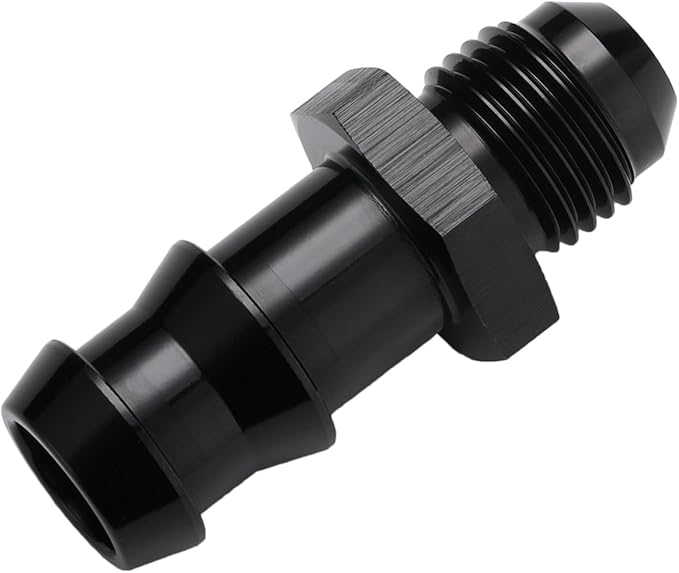 6AN Male Flare to 1/2 Hose Barb Straight Fitting Adapter Aluminum Black