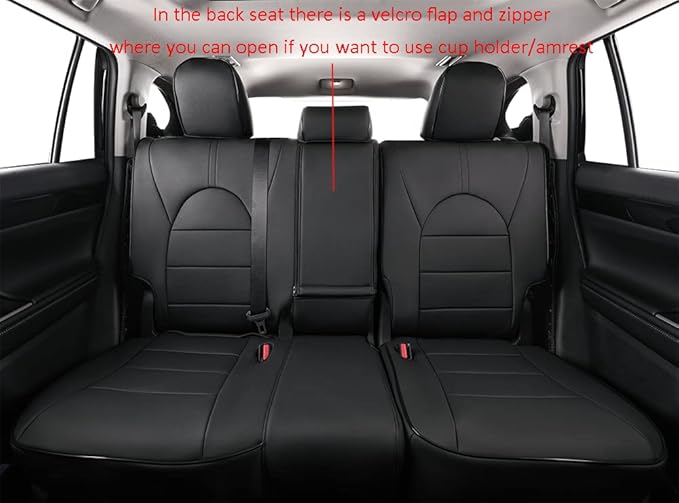 EKR Grand Highlander Seat Covers for Trucks Toyota Grand Highlander 2024 2025 2026,2nd Row 40/60 Split,Leather Car Seat Protectors, Seat Covers Full Set -Faux Leather(Black)