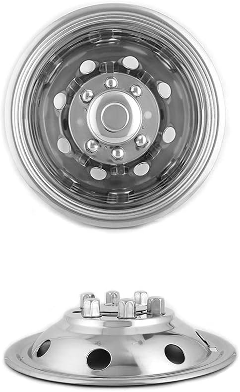 4pcs 16" Polished Stainless Steel Dually Wheel Simulators, Nice Looking Bolt On 8 Lug 8 Hand Hole Hubcaps Fit for 1974-1998 Ford F350;1992-2021 E350/E450; 1974-1999 Dodge Ram 3500 6F80
