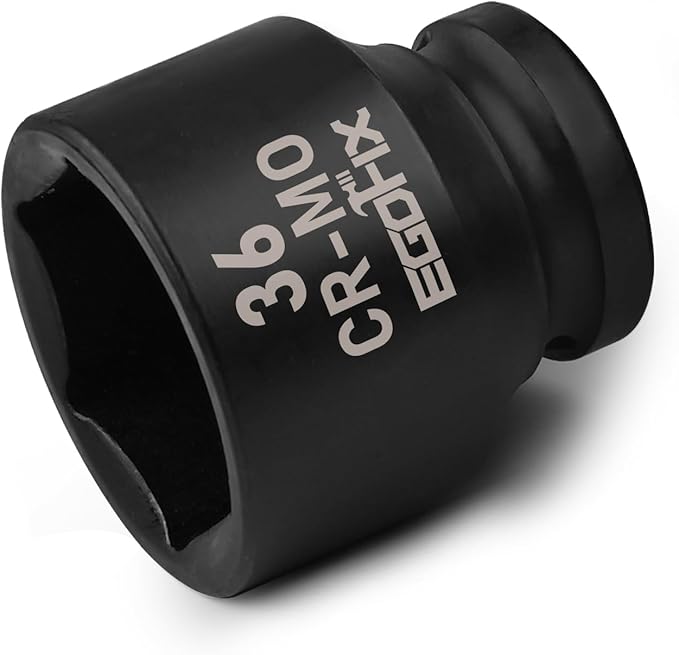 1/2" Drive Standard Impact Socket, 36mm Metric Socket, Axle Nut Socket Heat-Treated CR-MO Anti-Rounding 6 Point for Easy Removal of Axle Shaft Nuts