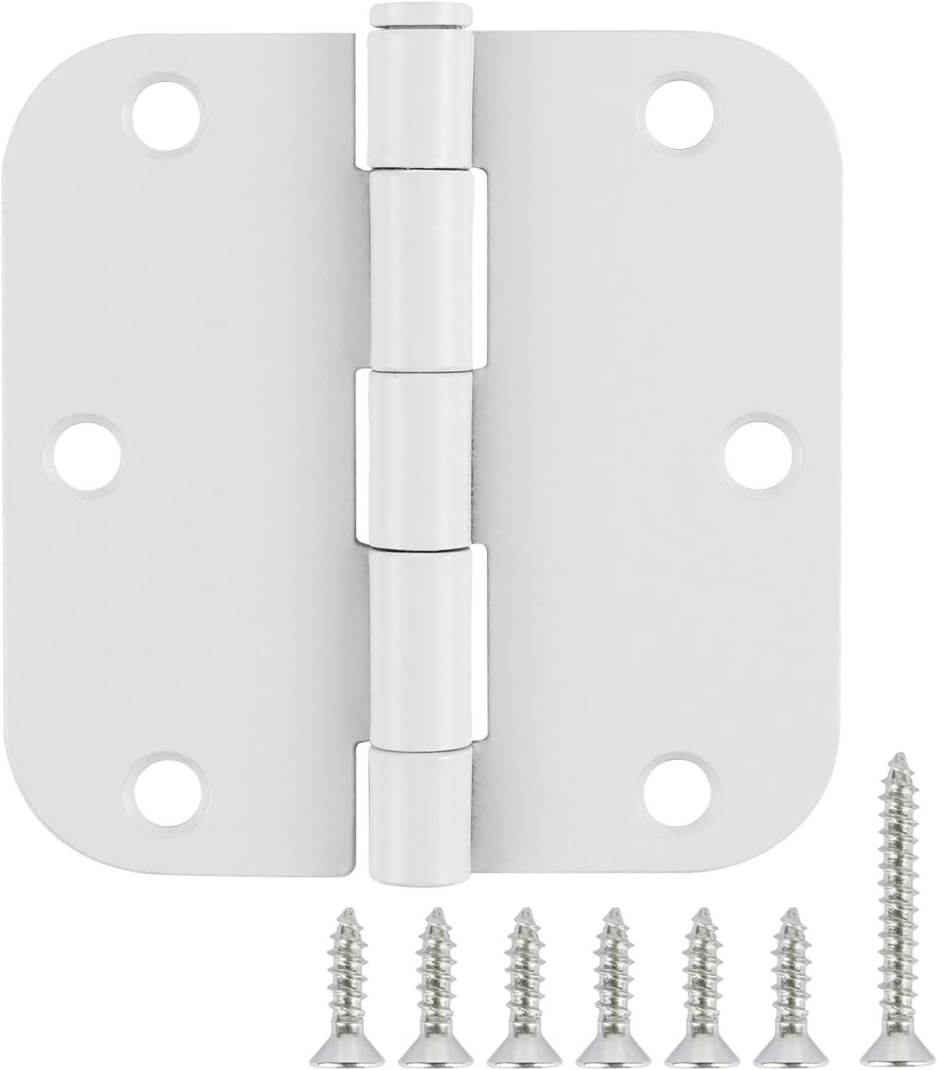 3 Pack White Door Hinges 3.5" Interior Hardware for Doors 3 1/2 Inch Rounded 5/8"Radius Non Removable Pin Bedroom Hinge Bulk Heavy Duty Steel Bisagra De Puerta Blanca Gate Decor Accessories No Squeak