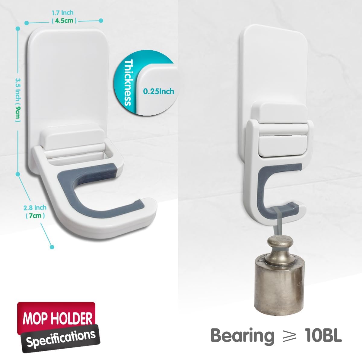 6PCS Broom and Mop Holder Wall Mount, Self Adhesive – No Drilling Broom Hanger Gripper, Organizer Rack Wall Mounted Utility Rack for Kitchen, Bathroom, Closet, Garden Garage