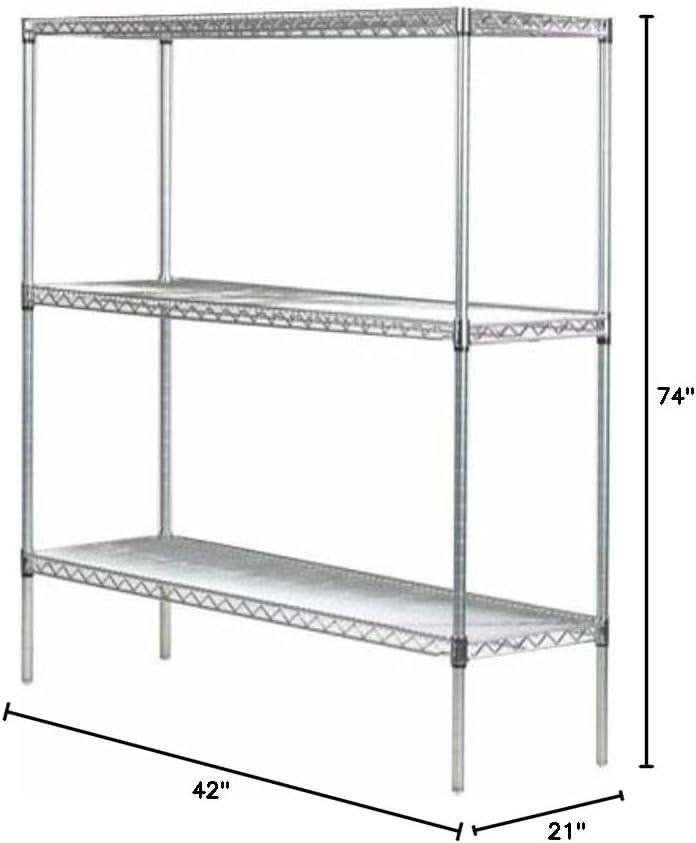 Omega 21" Deep x 42" Wide x 74" High 3 Tier Chrome Starter Shelving Unit