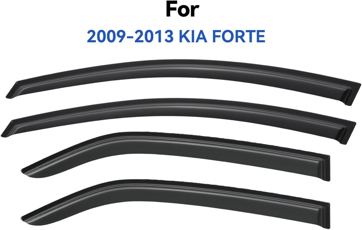 Window Visors Rain Guards for 2009 2010 2011 2012 2013 Kia Forte, Out-Channel Window Vent Wind Deflectors Visors Shades for 09 10 11 12 13 Kia Forte