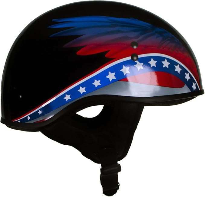 Hot Leathers Advanced Motorcycle DOT Skull Cap Classic Half Helmets Biker HLT