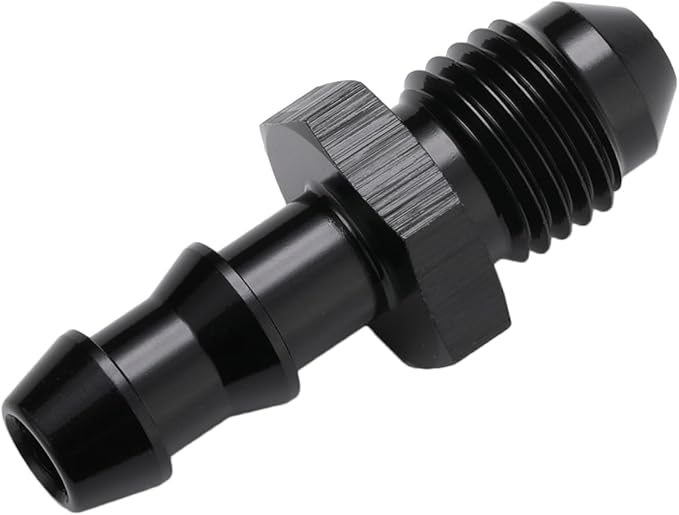 4AN Male Flare to 1/4 Hose Barb Straight Fitting Adapter Aluminum Black