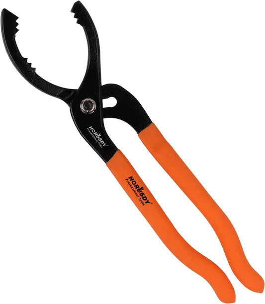 HORUSDY 12" Adjustable Oil Filter Pliers, Adjustable Oil Filter Wrench Removal Tool (Orange)