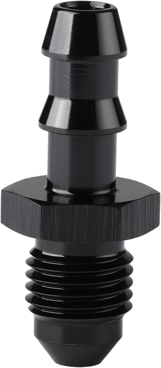 4AN Male Flare to 1/4 Hose Barb Straight Fitting Adapter Aluminum Black