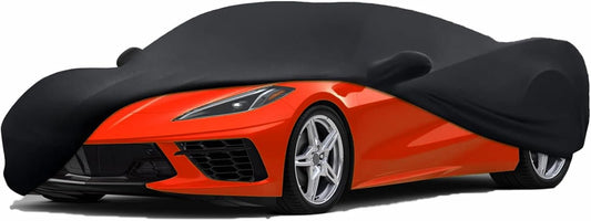 Fit Full Car Cover Dust-Proof Protection Compatible with Chevrolet Corvette C4 C5 C6 C7 1980–2025, Indoor Breathable Car Cover for Dust-Proof, Underground Garage, Car Show(Black)