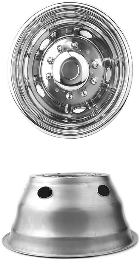 4pcs 19.5" Polished Stainless Steel Dually Wheel Simulators, Nice Looking and Durable Bolt On Wheel Covers, 10 Lug Hubcaps Fit for 2012-2025 Dodge Ram 4500/5500 D19F6