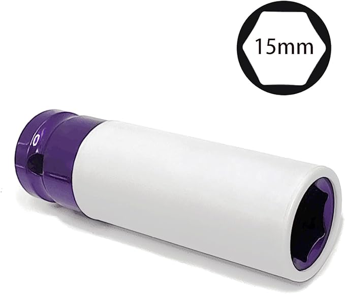 15mm 1/2" Drive Wheel Protector Impact Socket - Thin Wall Deep Socket for Lug Nuts
