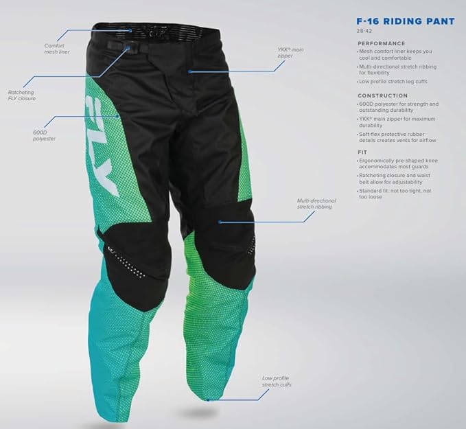 Fly Racing F-16 Powersports Protective Gear Set – For Dirt Bike, BMX, MTB Riding – Durable, Lightweight Performance