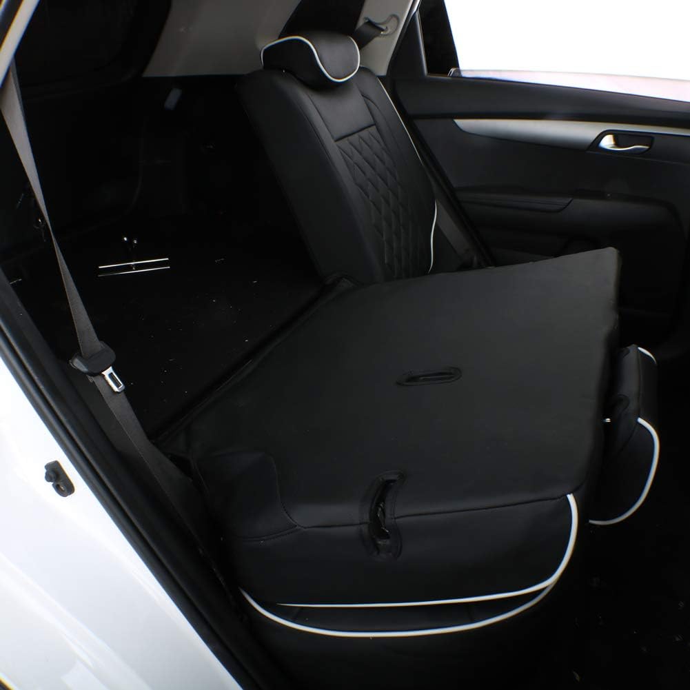 EKR Sportage Seat Covers Custom Fit for KIA Sportage S,EX,LX,SX,SX Turbo 2017 2018 2019 2020 2021 2022 Leather Car Seat Cover Full Set - Faux Leather(Black with White Piping)