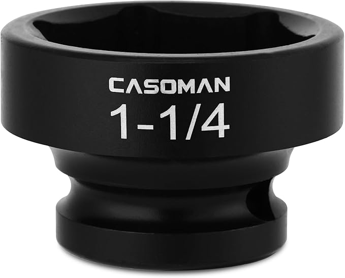 CASOMAN 1/2" Drive 1-1/4" Stubby Impact Socket Set, 6-Point, 1.1" Length, CR-MO, SAE
