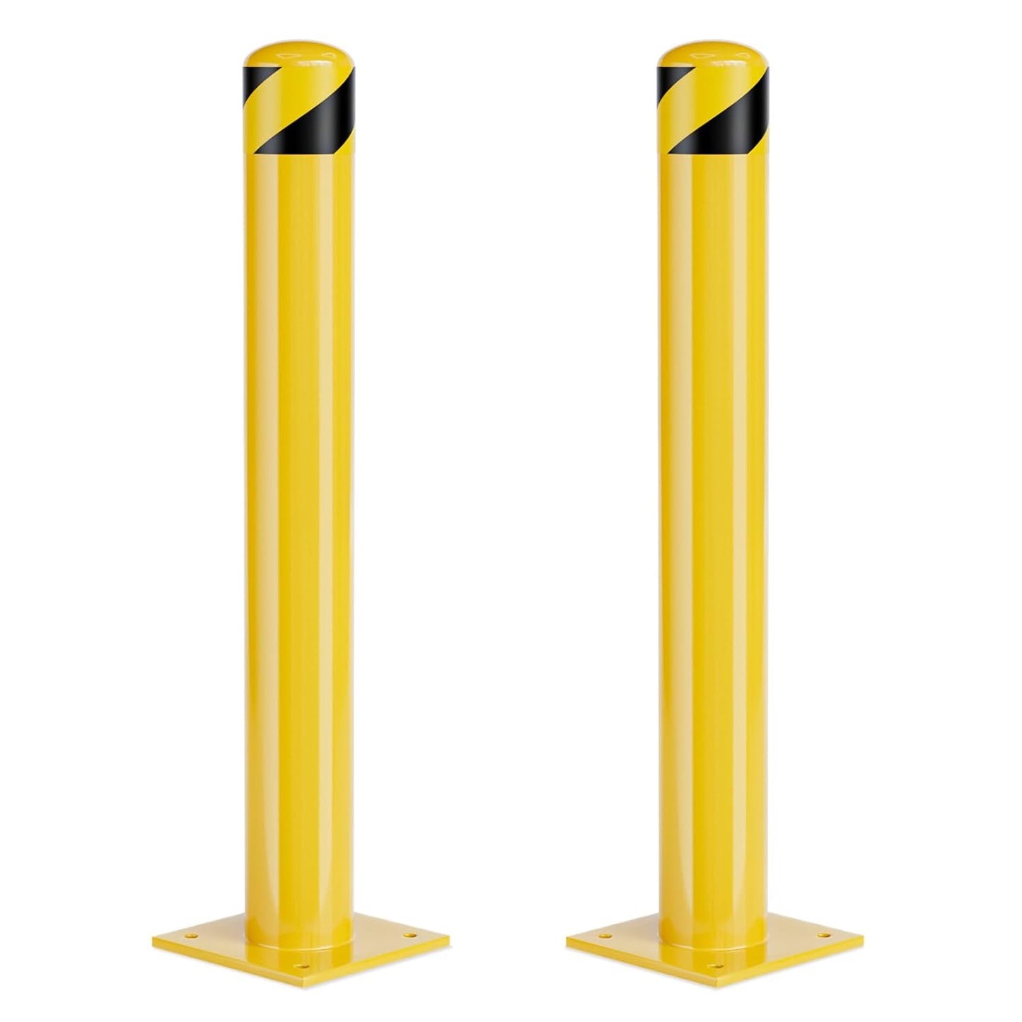 Safety Bollard Post, 36 Inch Height Steel Bollards, 4.5 Inch Diameter Parking Bollard, Yellow Powder Coated Safety Parking Barrier Post, for Traffic Sensitive Areas (2 Pack, 42 inch)