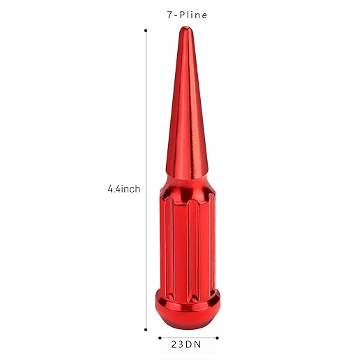 9/16-18 Spike Lug Nuts - 32 PCS Red Spiked Lug Nuts 9/16 Solid 4.4" Tall Acorn Lug Nut with 1 Socket Key Replacement for 1994-2010 Ram 2500/3500, 1984-1997 F250/F350, 1974-1988 J20
