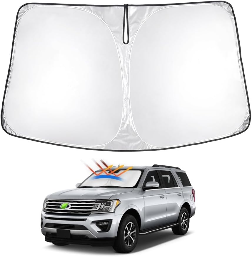 T TGBROS Windshield Sun Shade for Ford Expedition 2018-2024 Accessories Foldable Sun Shield Front Window Sunshade Cover Sun Visor Cover Block Heat and Sun Protection