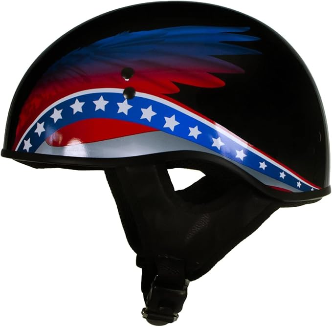 Hot Leathers Advanced Motorcycle DOT Skull Cap Classic Half Helmets Biker HLT