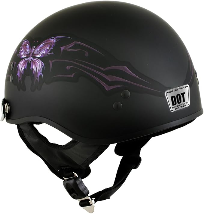 Hot Leathers Advanced Motorcycle DOT Skull Cap Classic Half Helmets Biker HLT